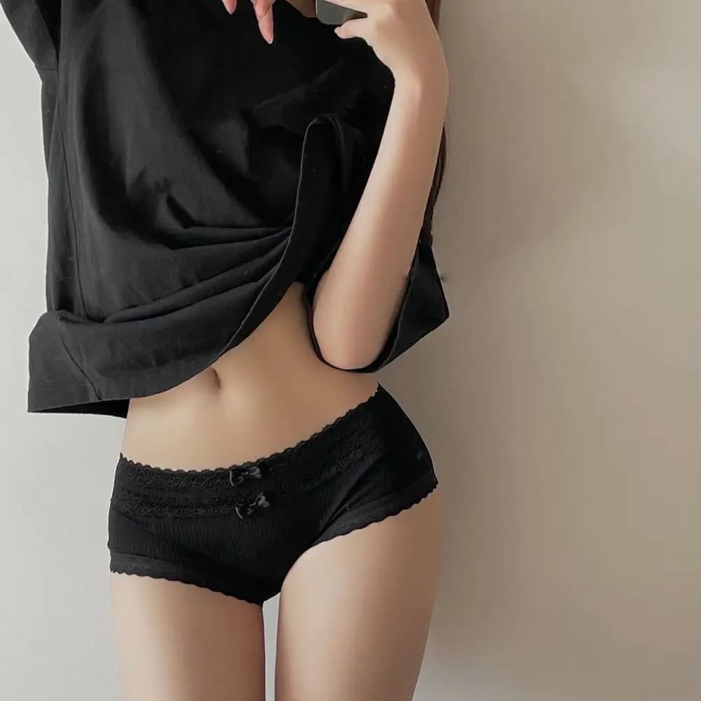 Comfortable Breathable Lace Girls Mid-Waist Fitness Seamless Briefs Women Underwear Japanese Lingerie Cotton Crotch Panties