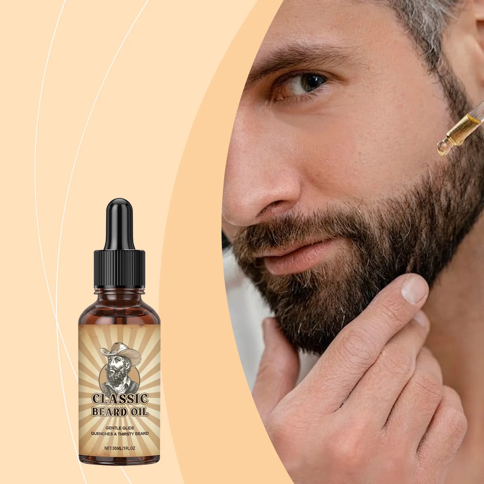 L'olio essenziale per la cura della crescita della barba migliora il controllo dell'olio scorrevole Stile duraturo Migliora la ricrescita Siero nutriente per barba da uomo non irritante