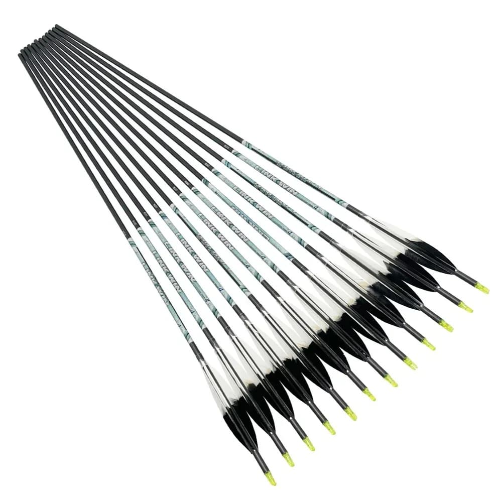 6 pezzi Tiro con l'arco Freccia in carbonio puro Spine600 30/32 pollici Alette di banana Frecce di tiro al bersaglio per accessori da caccia con arco all'aperto