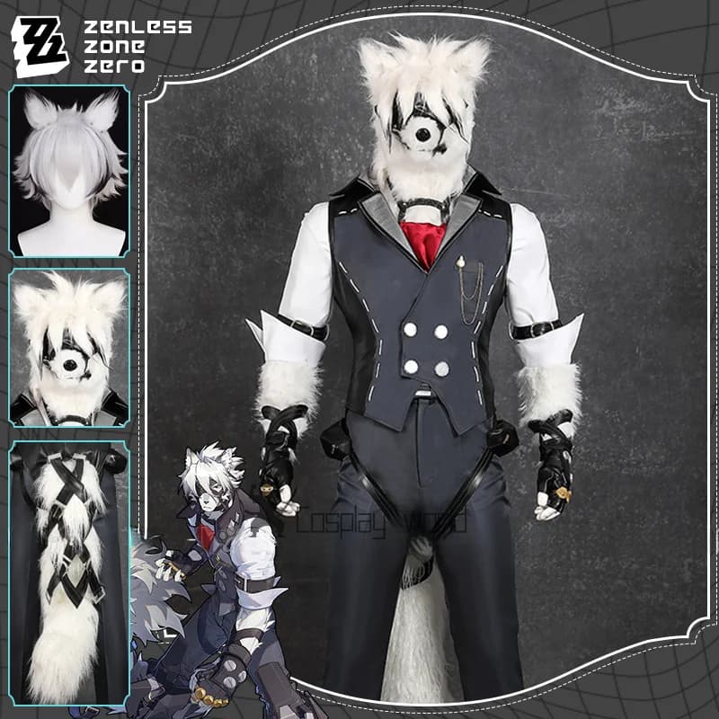 Von Lycaon Costume Cosplay Parrucca Gioco Zenless Zone Zero Victoria Pulizia delle pulizie Lupo Uniforme Copricapo Maschera Festa di Halloween