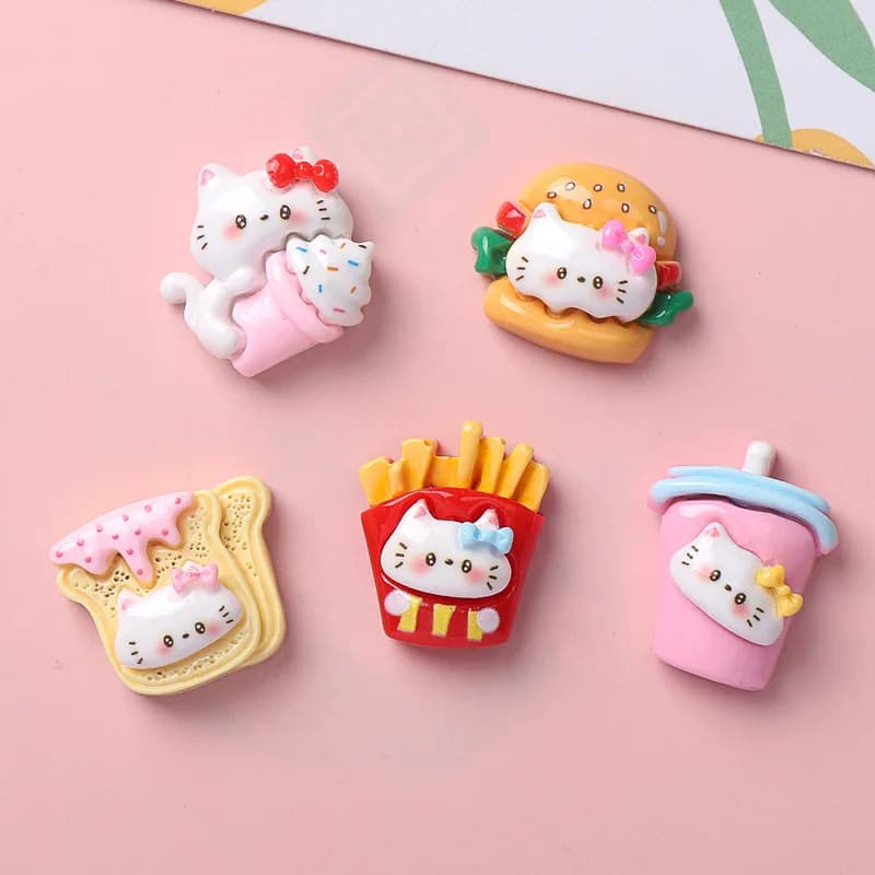 10/100 pcs of accessories in polished resin shaped like cartoon food, diy accessories for cats, hand-made hair clips, phone cases, bottlenecks, headdress accessories