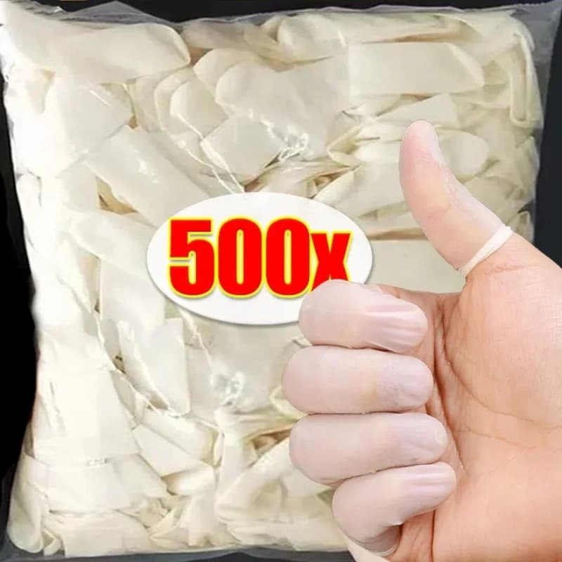 500-50 Pezzi Copridita Monouso in Lattice, Protezioni per le Dita, Guanti Protettivi Antiscivolo per Pollice