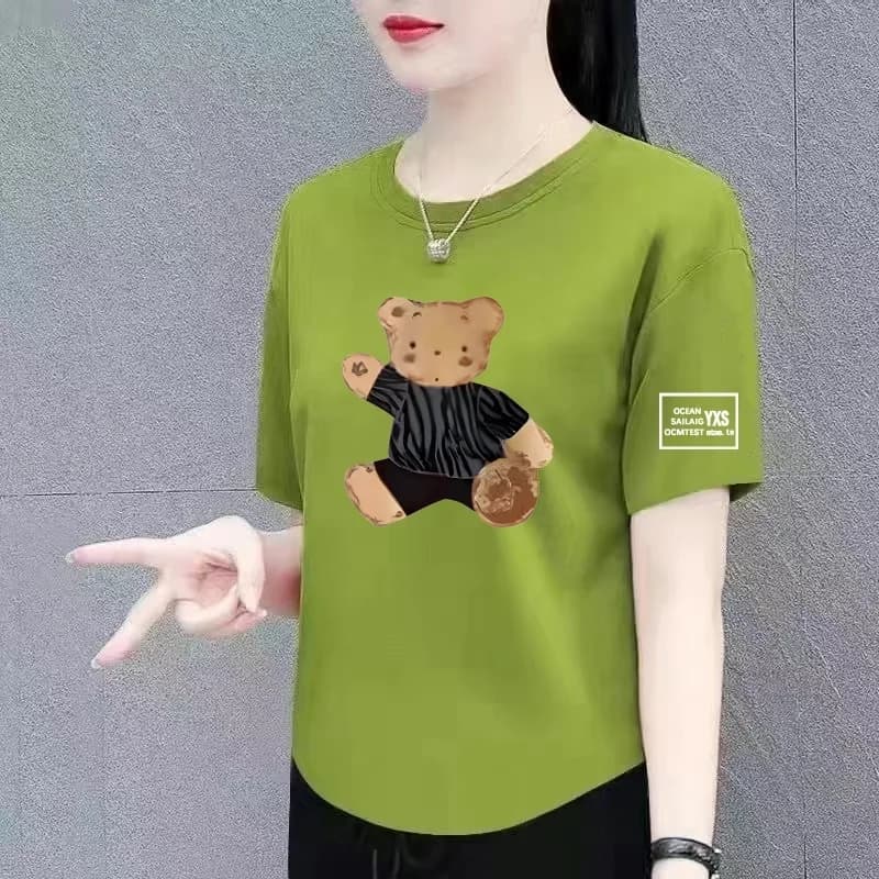 Loose Short Sleeve round Neck T-Shirt Women's Midlife Summer Fashion Mommy Style Casual Comfortable Slimming Top