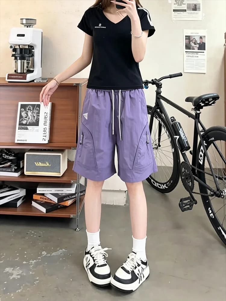 Quick Dry Short Pants Ultralight Summer Thin Five-Quarter Length Men's Cycling Shorts Casual Loose Fit Nylon Fabric