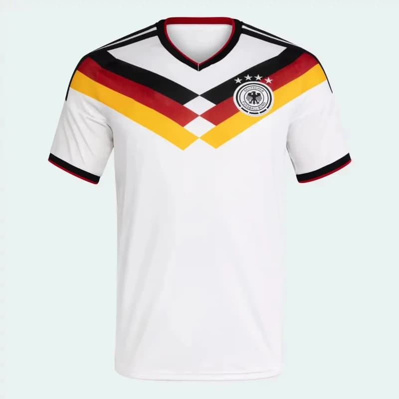 Maglia da Calcio Uomo Edizione Tifoso 2026 Germania Bianca Nera Rossa Gialla con Stampa Geometrica Traspirante ad Asciugatura Rapida - Offerta Speciale