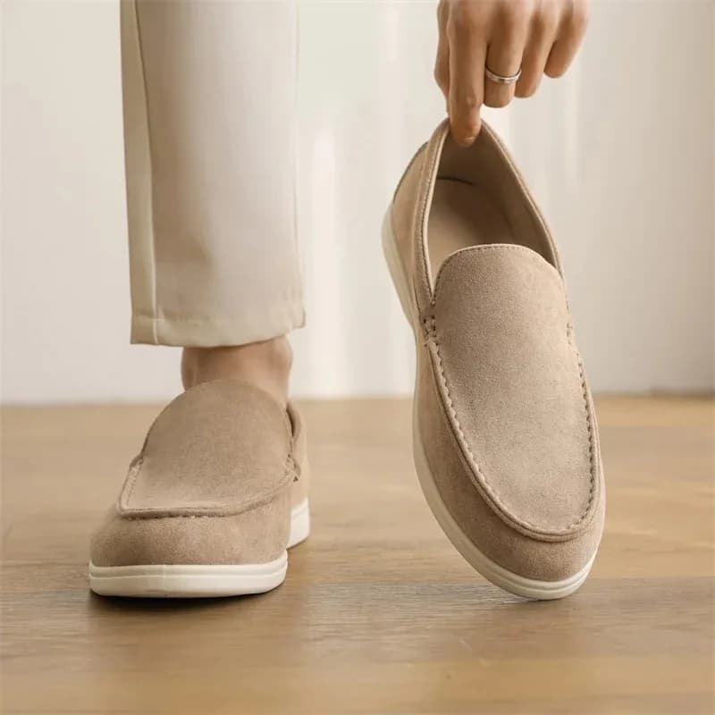 Men Shoes Flat Loafers Frosted Suede Comfortable Non Slip Fashion Loafers Lightweight Trendy Outdoor Casual Shoes for Men
