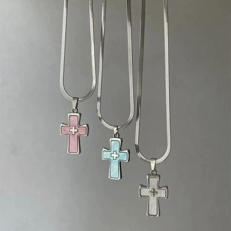 Y2K Collana con ciondolo croce con per donna Ragazza Punk gotico Catena maglione croce in metallo Accessori unici per gioielli di moda Regali