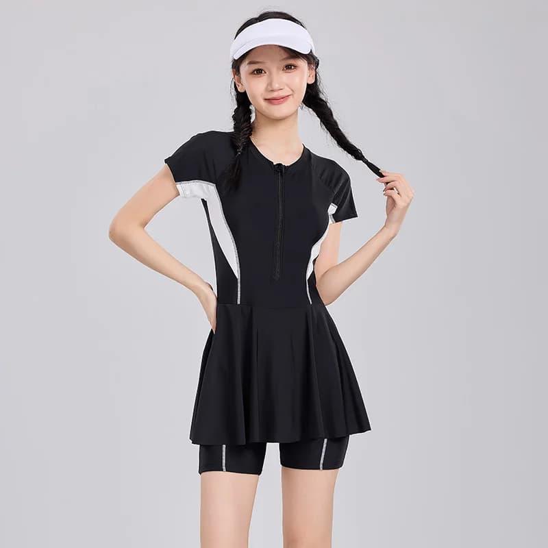 Swimsuit for Girls, Full Sleeve Dress Court, Teenagers Swimwear, Beach Tankini Set with Gonna