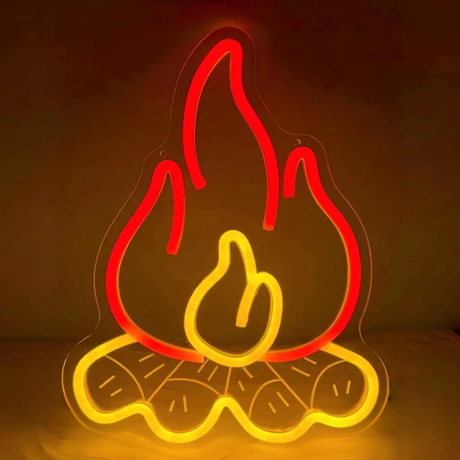 Fuoco da campo Insegna al neon Falò LED Happy Camper Fiamma Luce al neon USB dimmerabile per campeggio Rv Touring Rimorchio Camino Decorazioni per feste