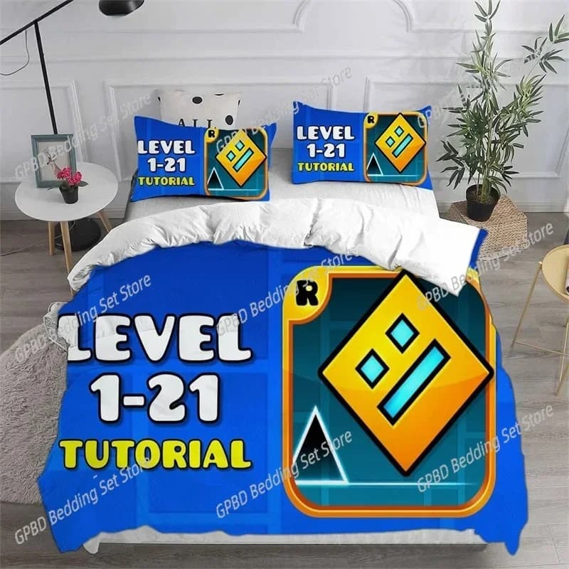 3D Geometry Dash 3D NEW Duvet Cover Pillowcase Bedding Set Adult Boy Girl Bedroom Decoration Children Single Double Large