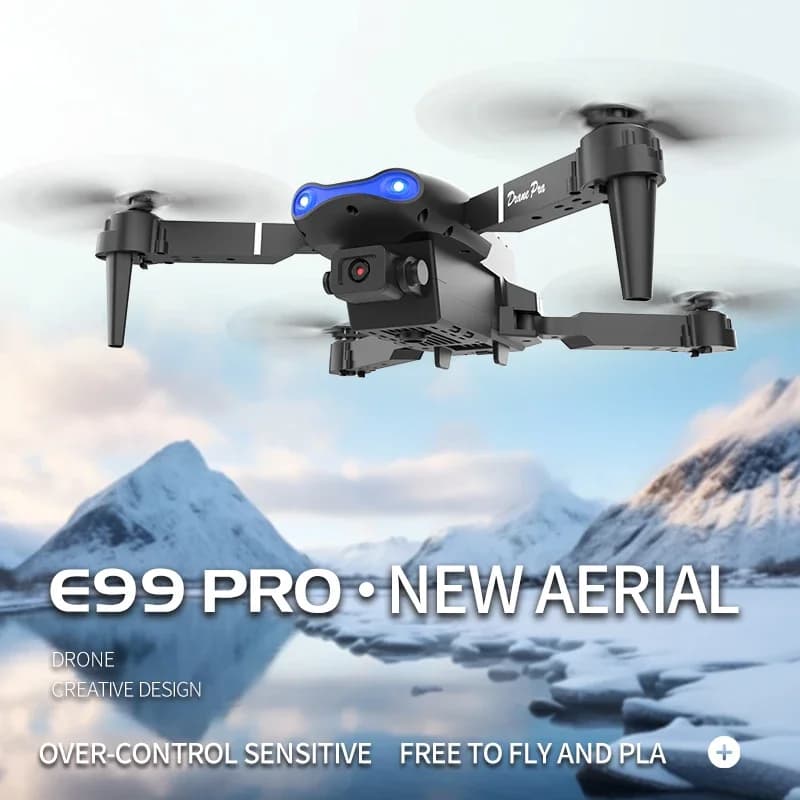 Elicottero RC Pieghevole E99Pro 4K 5G WIFI FPV, Regalo per Bambini con Doppia Fotocamera HD Grandangolare Professionale per Fotografia Aerea