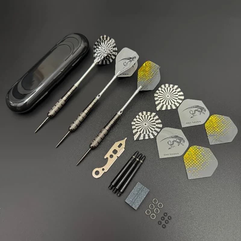 Metal Gray Tone Style Steel Tip Set of 3, 20g Hard Dart anti Slip Texture Easy to Grip, Aluminum Alloy Dart Shaft Stable.
