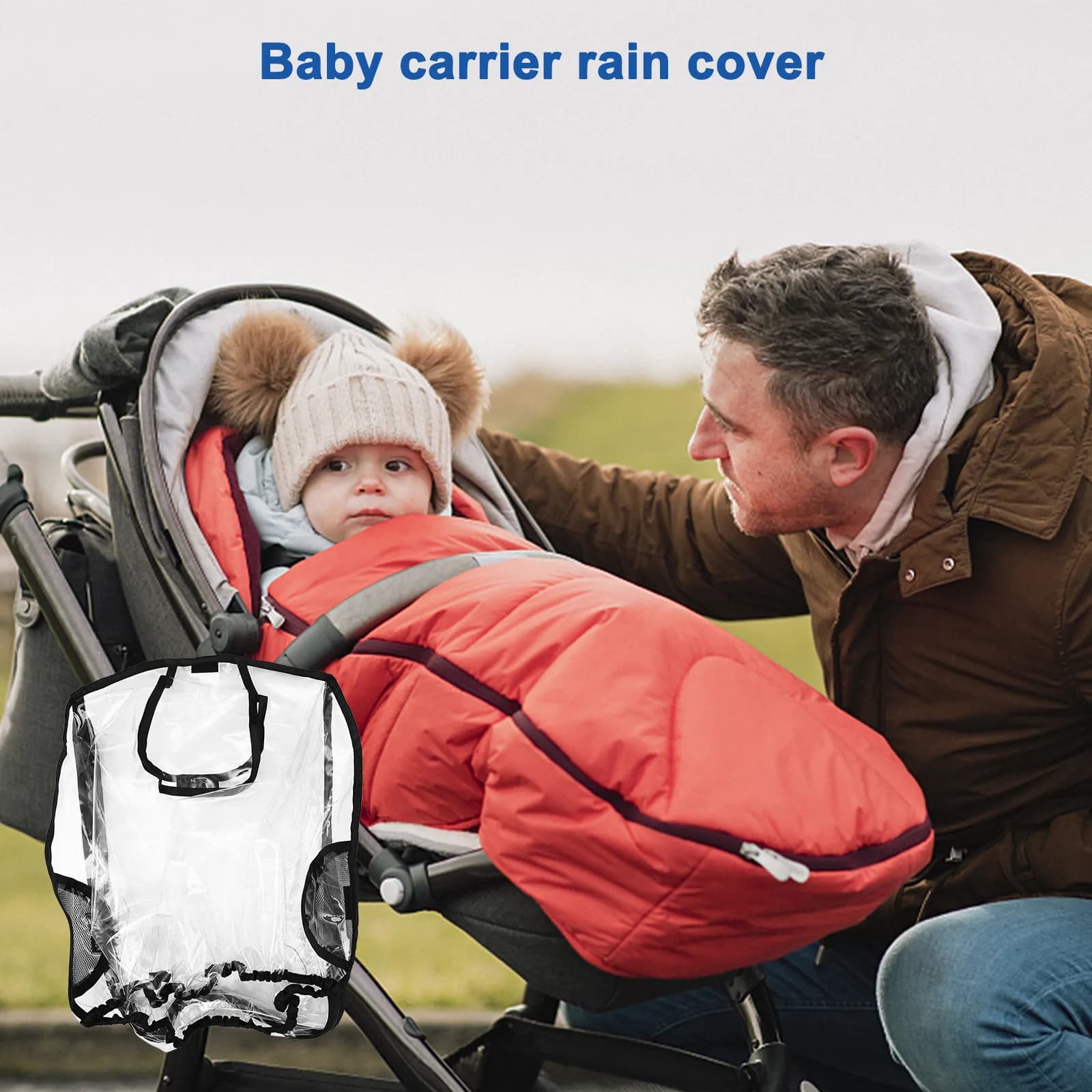 Baby Carrier Windproof Safety Seat Rain Cover Waterproof Outdoor Travel Stroller Pram Toddler Carrier