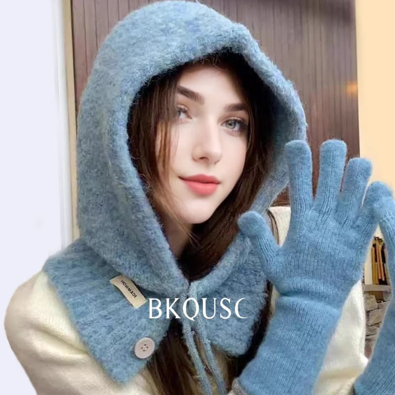BKQUSC Cappello Invernale Lavorato a Maglia, Caldo Berretto Balaclava alla Moda con Protezione per le Orecchie, Design Pupazzo di Neve, Berretto da Donna