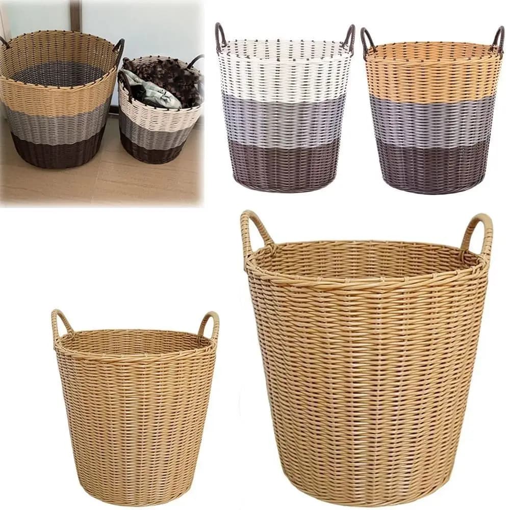 Cesto per la biancheria pieghevole durevole Cesto per vestiti sporchi in stile rattan intrecciato Cestini in vimini
