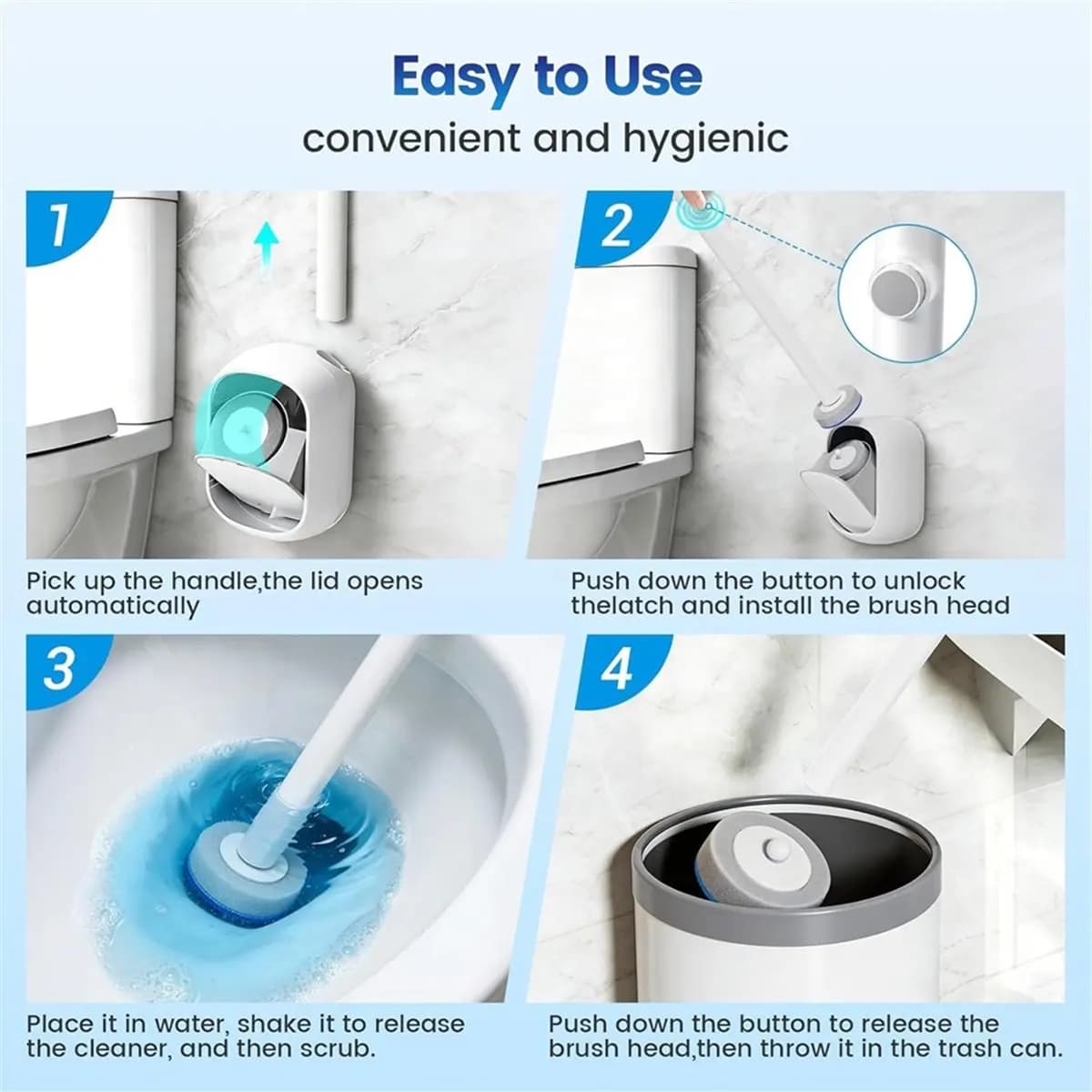 PROFESSIONAL USE Disposable Toilet Brush,Toilet Brush 36PCS,Wall Mounted Toilet Bowl Brush,Toilet Brush for Hygienic Bathroom Ma