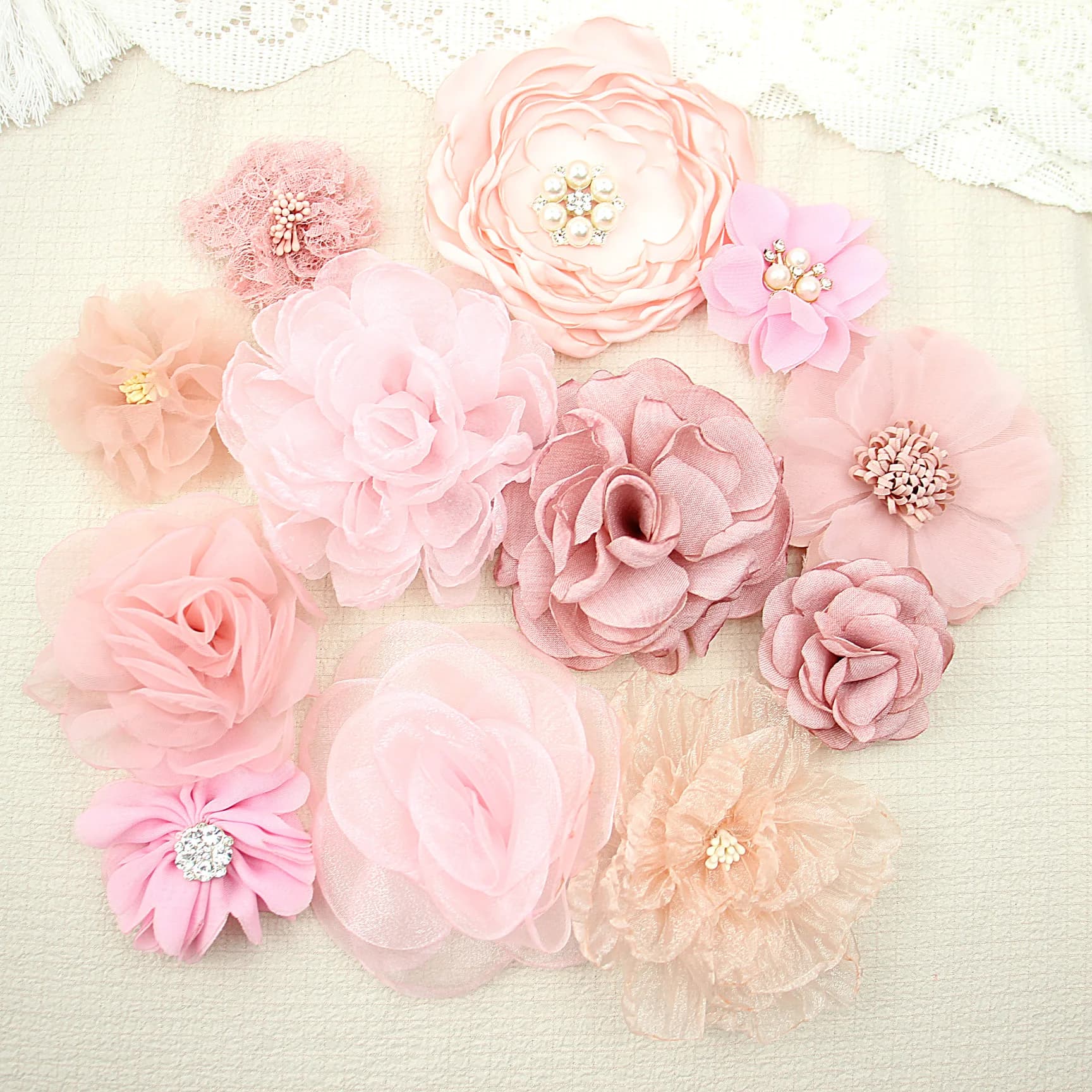 12 pz/set Rosa Chiffon Fiore Clip di Capelli per Le Neonate Principessa Barrettes Mare Copricapi Bambini Bambini Tornante Ragazze Pinches