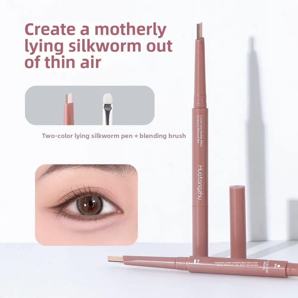 Gifts Double Ended Lying Silkworm Pencil Eye Makeup Tool Mulitfuntional Nude Liner with Brush Highlighter Makeup Pen