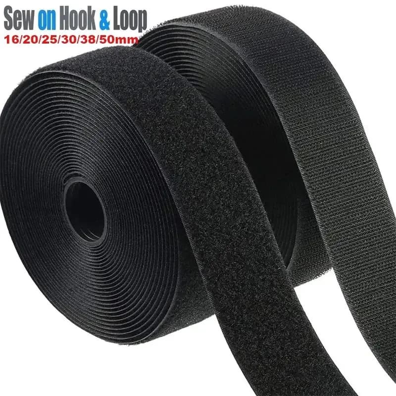 Sew-On Hook and Loop Tape 5Meter/Pair, Non-Adhesive Fabric Strap Heavy Duty Nylon Fastener for Clothing/Bags/Shoes, DIY Crafts