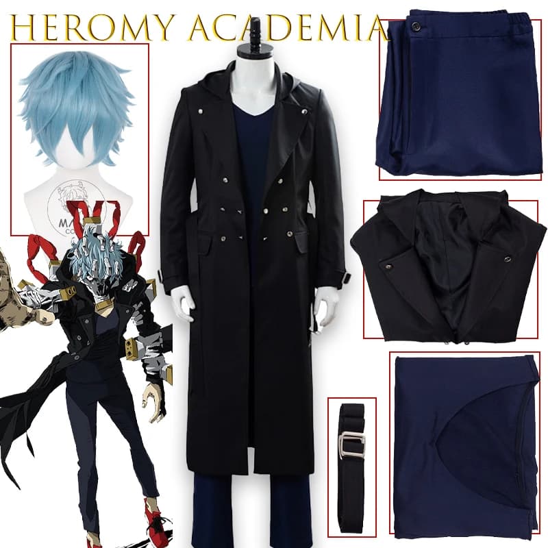 HeroMy Academia League of Villains Shigarak Tomura Costume Cosplay Abito da cattivo scuro Vestito da personaggio anime Giacca di Halloween ‌