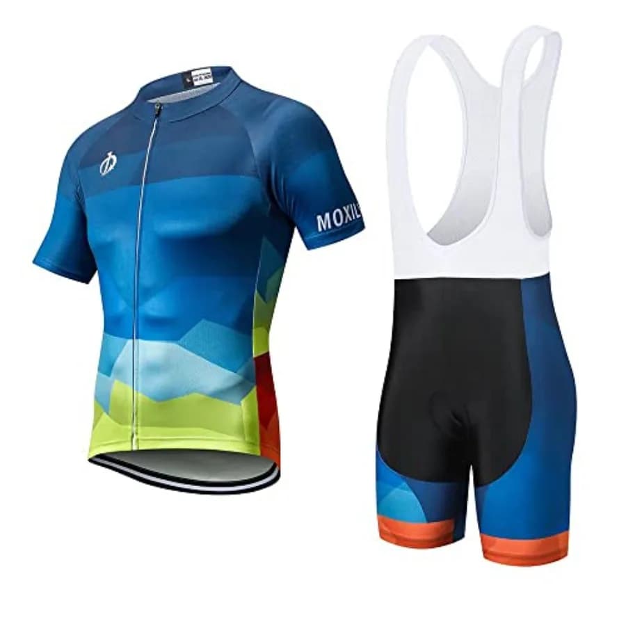 MOXILYN Set Maglia e Pantaloncini da Ciclismo per Uomo, Completo con Imbottitura 9D, Magliette MTB a Manica Corta, Abbigliamento da Bicicletta