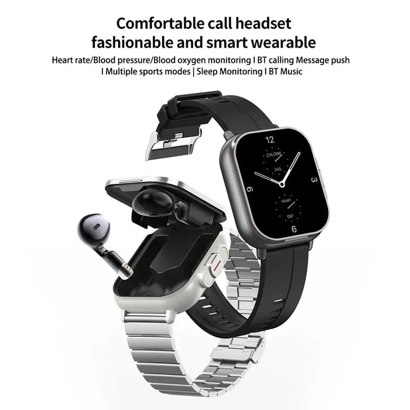 Smart Watch D8 PRO TWS Headphones 2 in 1 Bluetooth call NFC Heart rate and blood pressure monitoring Reproduction of ear music