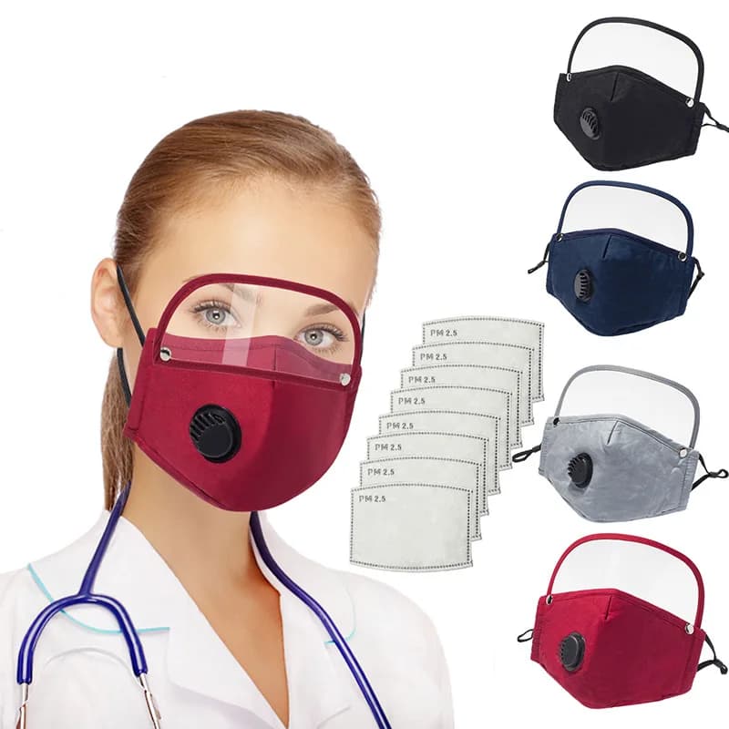 Adult Mask Protective Mask Facial Mascara Full Face Protection Removable Cleaning 2 Filters Portable Protective Gear 1Pcs