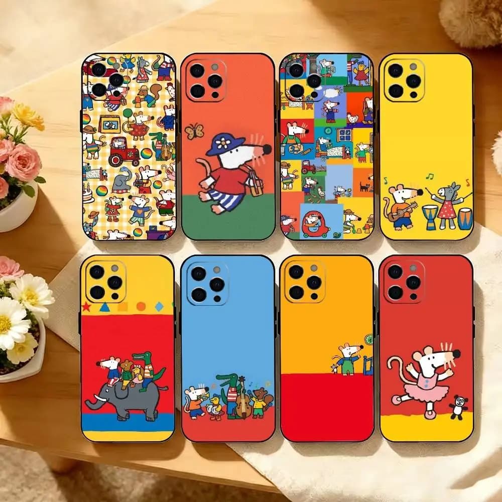 Custodia per telefono in silicone morbido con simpatico cartone animato M-Maisy Mouse per iPhone 17 16 15 14 13 12 11 X XR Plus Pro Max Plus
