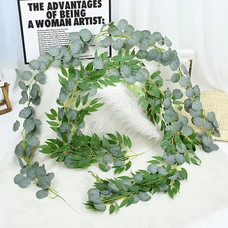 Artificial Eucalyptus Leaves Greenery Garland Faux Plant Spring Eucalyptus Leaves Vines Plant for Wedding Party Home Decorations