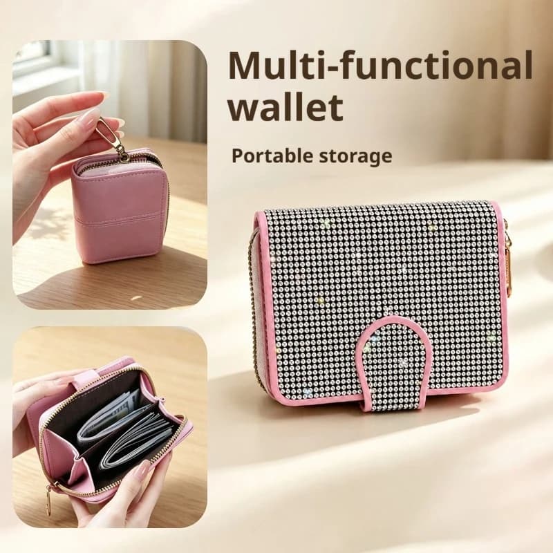 Women Lattice Short Wallet, Multi-card Slots Foldable Purse, Portable Cash Card Holder with Snap Closure, Fashion Small Coin Pur