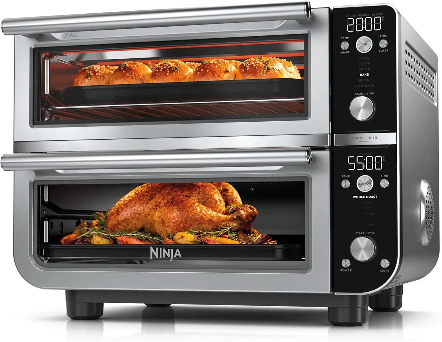 Countertop Oven & Air Fryer, 30.2 Qt Capacity, 12-in-1 with Smart Finish & DualZone Technology for Cooking Two Meals at Once, Fi