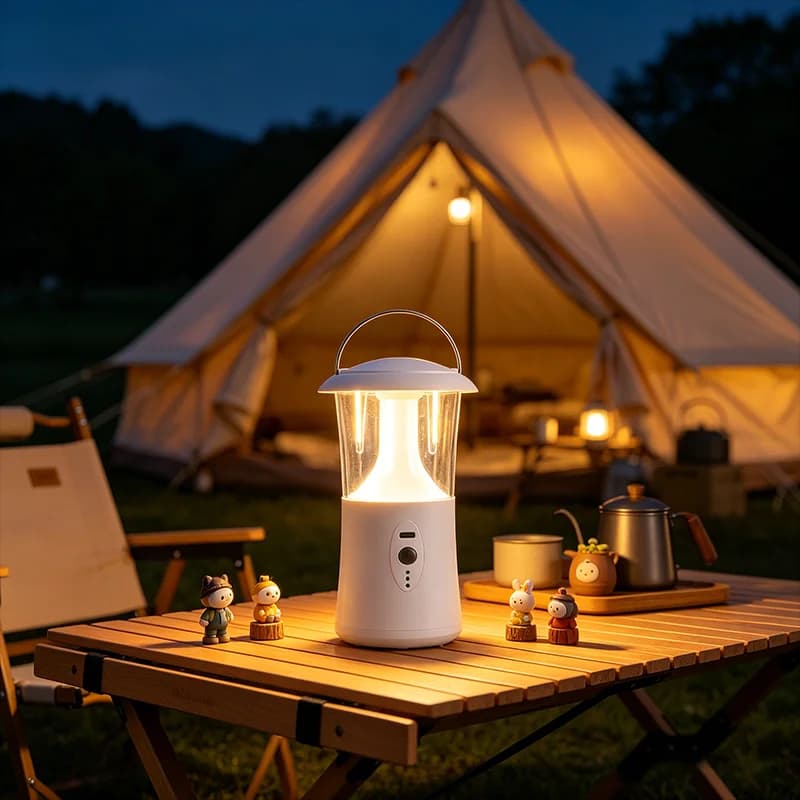 Lampada da Campeggio Ricaricabile USB con 3 Modalità di Colore, Dimmerazione Continua, Impermeabile, LED, per Emergenze e Campeggio all'Aperto