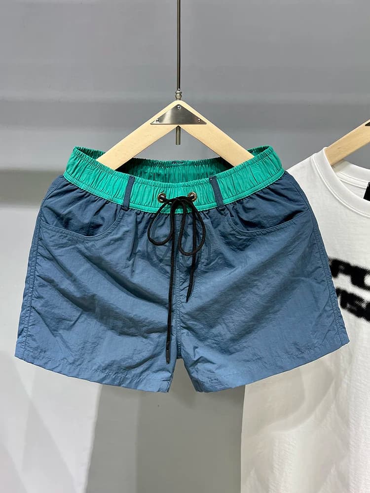 Summer Men's Trousers with Colorful Belt T-quarter Outdoor Sports Casual Here Dry Running Fitn Beach Swimming Ors