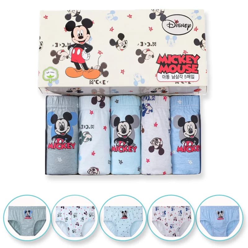 5 pacchi/scatola pantaloni intimi per bambini Topolino Cartoon ragazzi mutandine in morbido cotone per bambini slip a triangolo traspirante slip per ragazzi confezione regalo