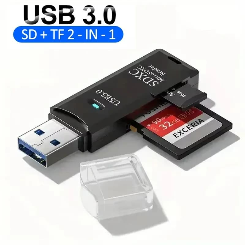 Lettore di schede USB multifunzione 2 in 1, lettore di schede di memoria SD TF, adattatore per lettore di schede USB Flash Drive per PC, laptop e accessori