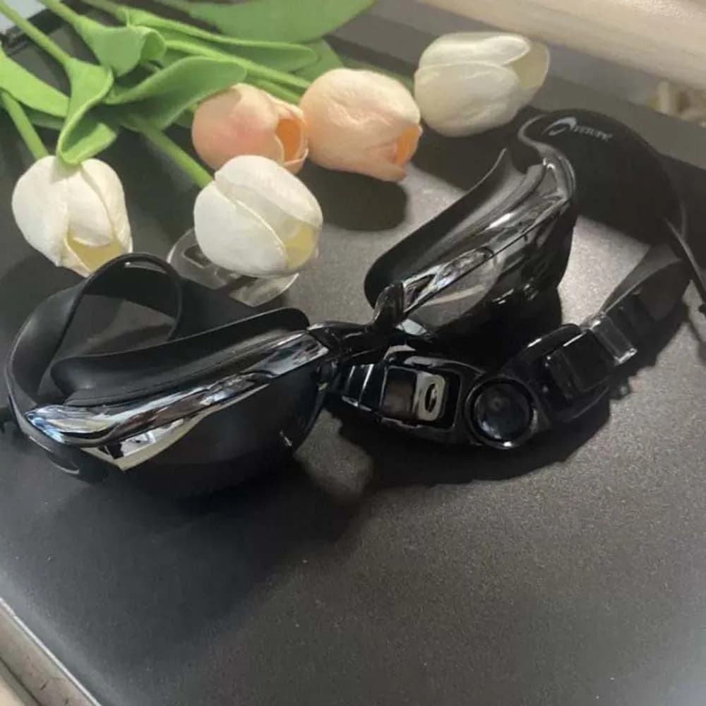 Waterproof Myopia Swim Goggles Electroplating Dazzling Colors Swim Glasses with Earplugs Big Frame Silicone