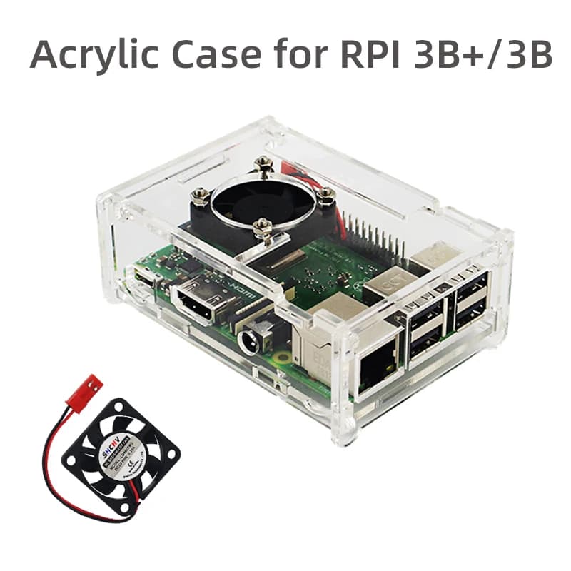 Custodia in acrilico per Raspberry Pi 3 Modello B+ 3B Scatola trasparente Cover Shell Ventola di raffreddamento opzionale per Raspberry Pi 3B+