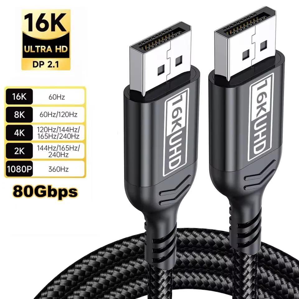 Cavo 16K@60Hz DP 2.1 80Gbps 8K@120Hz 4K@240Hz 12Bit HDR VRR DisplayPort Cavo per TV PC Proiettore 1M 2M 3M 5M Cavo lungo video