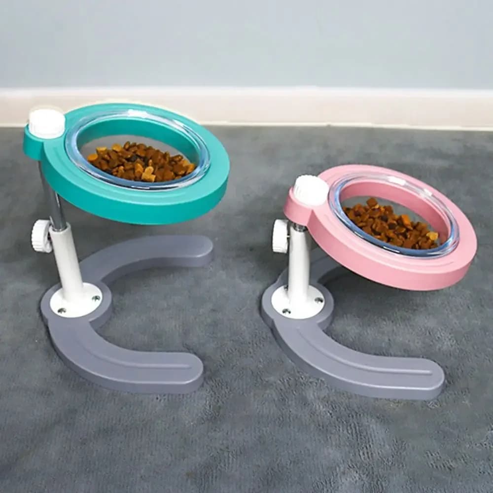 Non-slip Adjustable Pets Lifting Bowl Protects Cervical Spine Removable Elevated Cat Food Feeder Tilted Adjustable Height