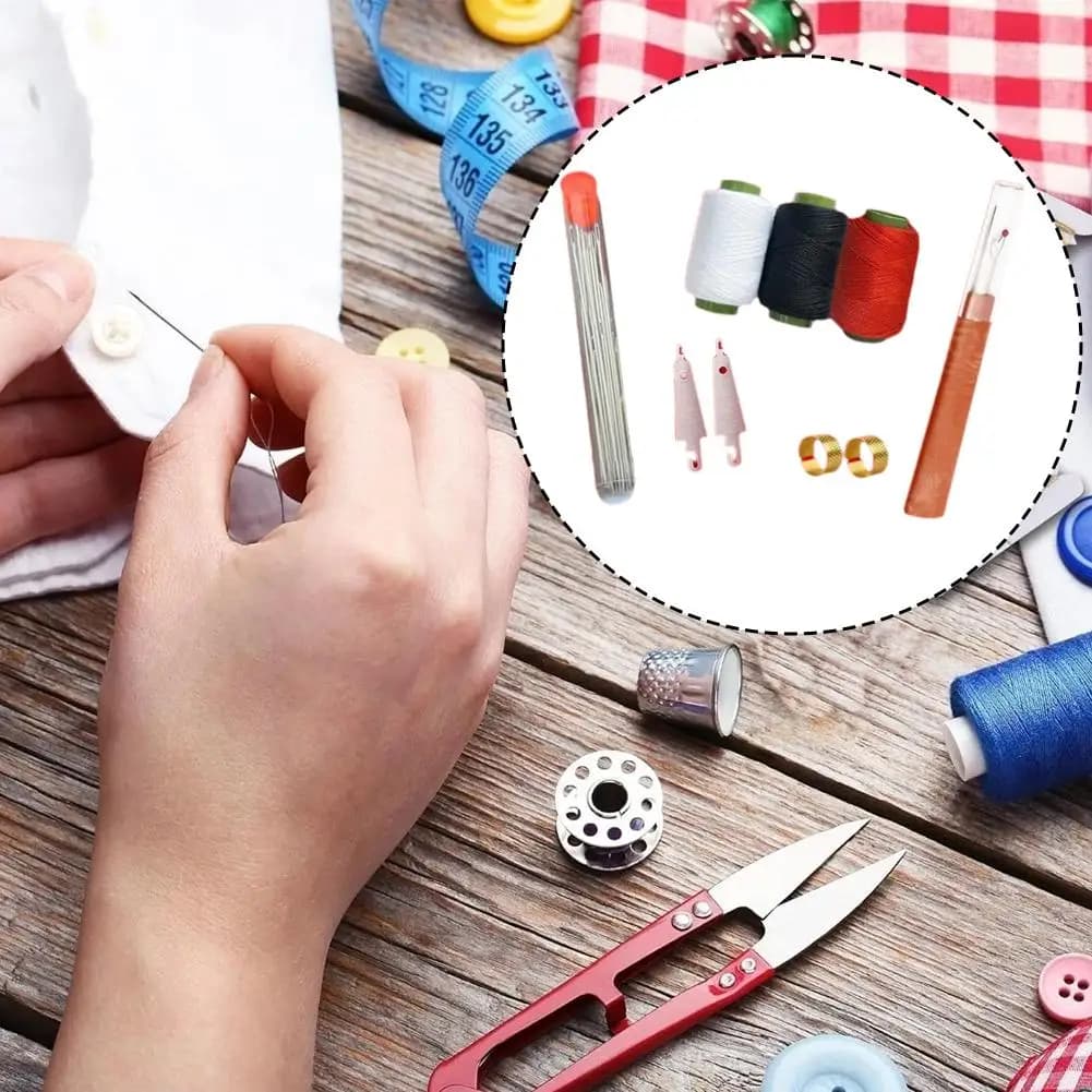 37 pezzi Set di strumenti per aghi per occhi grandi Filati per maglieria Cucito a mano Aghi in acciaio inossidabile Strumenti per ricamo Ago per uso domestico in acciaio Fai da te I4w4