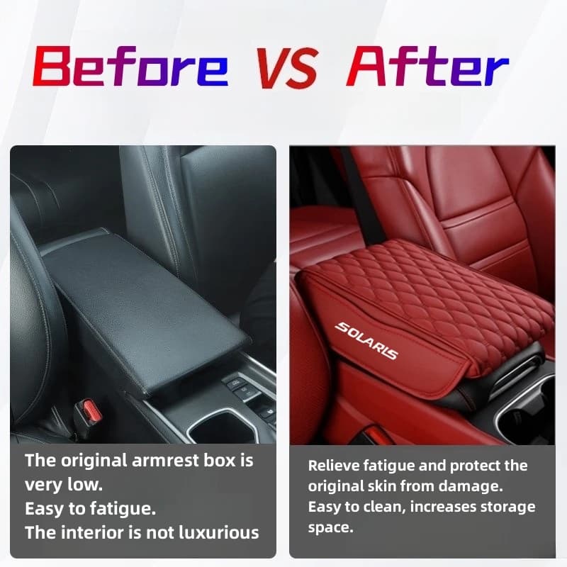 Luxury Leather Car Arm Box Pad 5 cm thickening box armrest pocket for Hyundai Solaris 1 2010-2016 Solaris 2 2017-2020