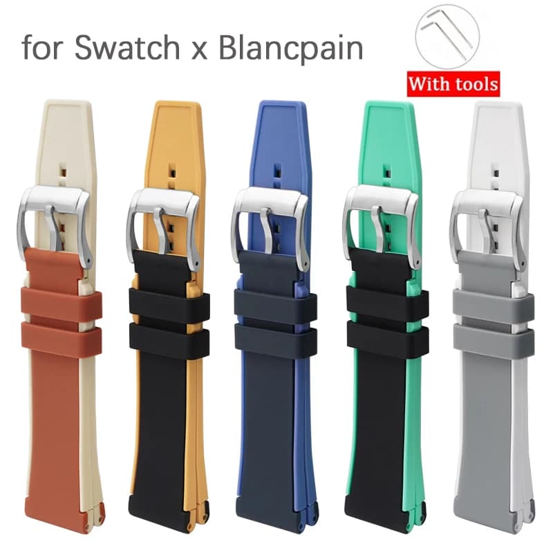 Silicone Strap for Swatch x Blancpain Co-branded 22mm Sport waterproof men rubber replace watch strap bracelet with tools