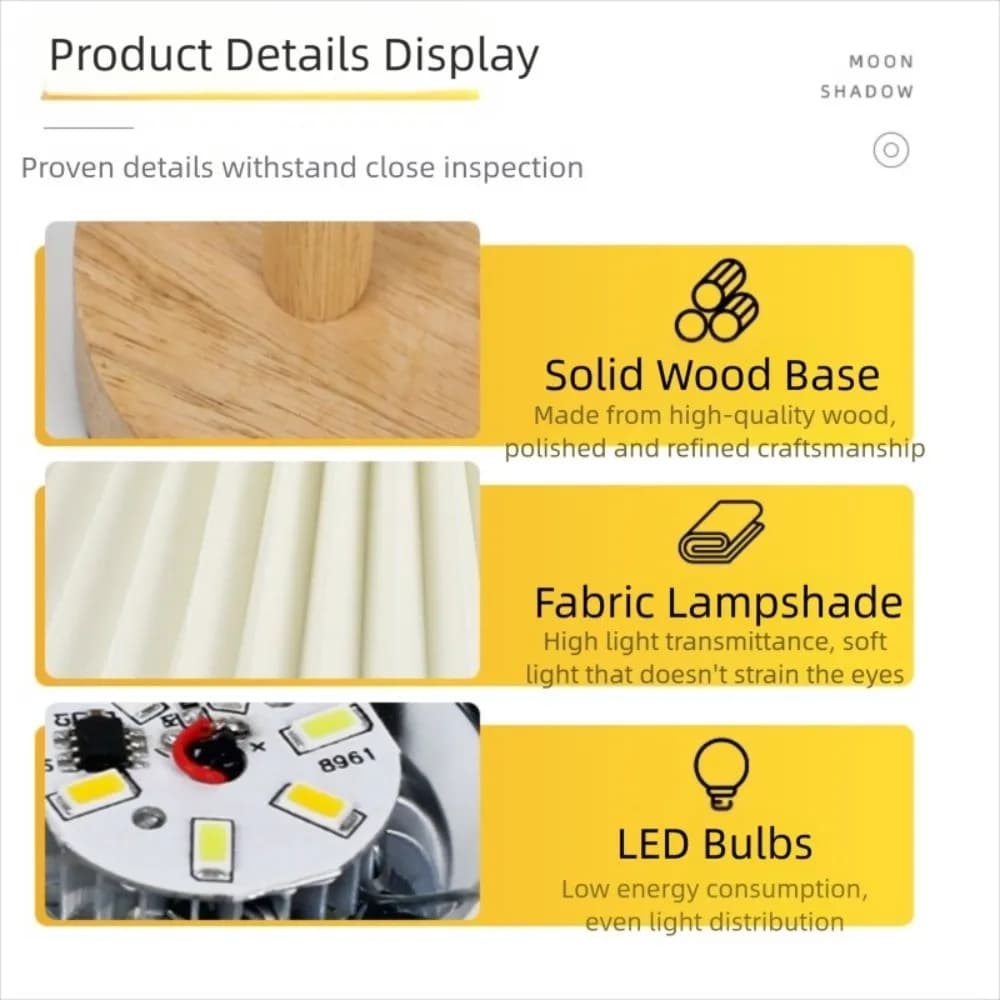 Lampada da Tavolo Moderna Nordica Plissettata, Luce Notturna USB LED per Comodino, Decorazione Casa, Colore Caldo/Bianco