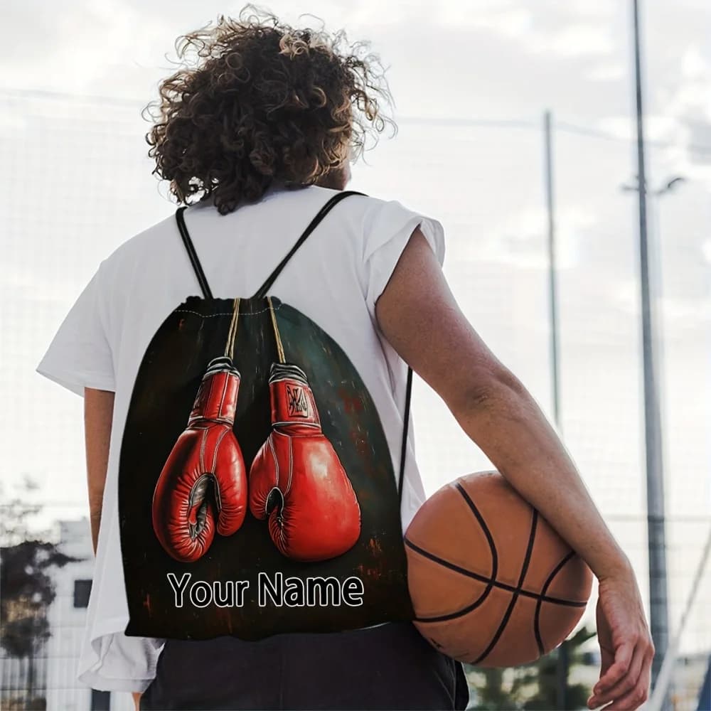 1 custom gym bag with name, boxing glove door, with theme, minimalist style, portable accessory for everyday