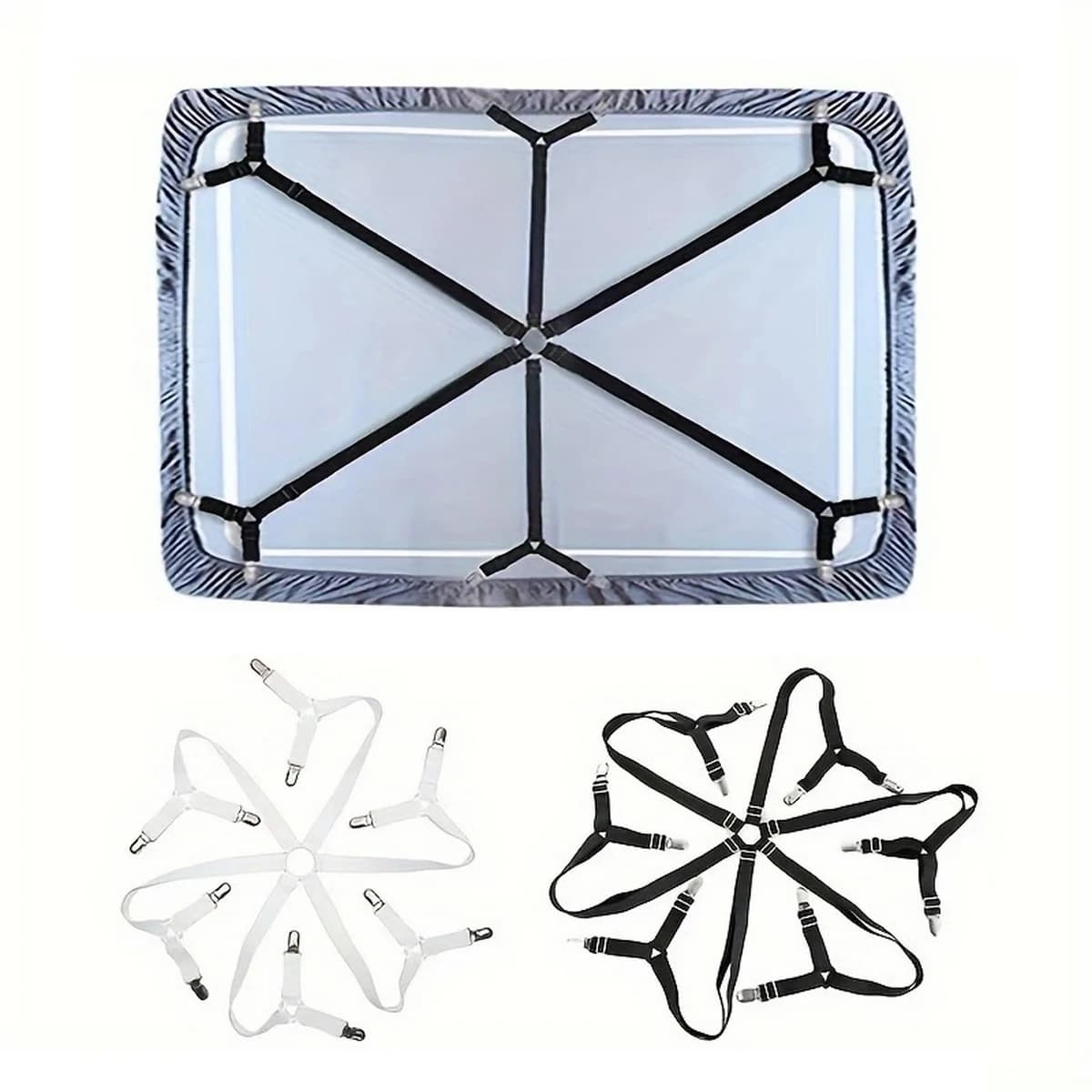 Adjustable sheet holder with 12 clips for non-slip mattress Fixing elements for cover Gripper cover - Bed linen accessories