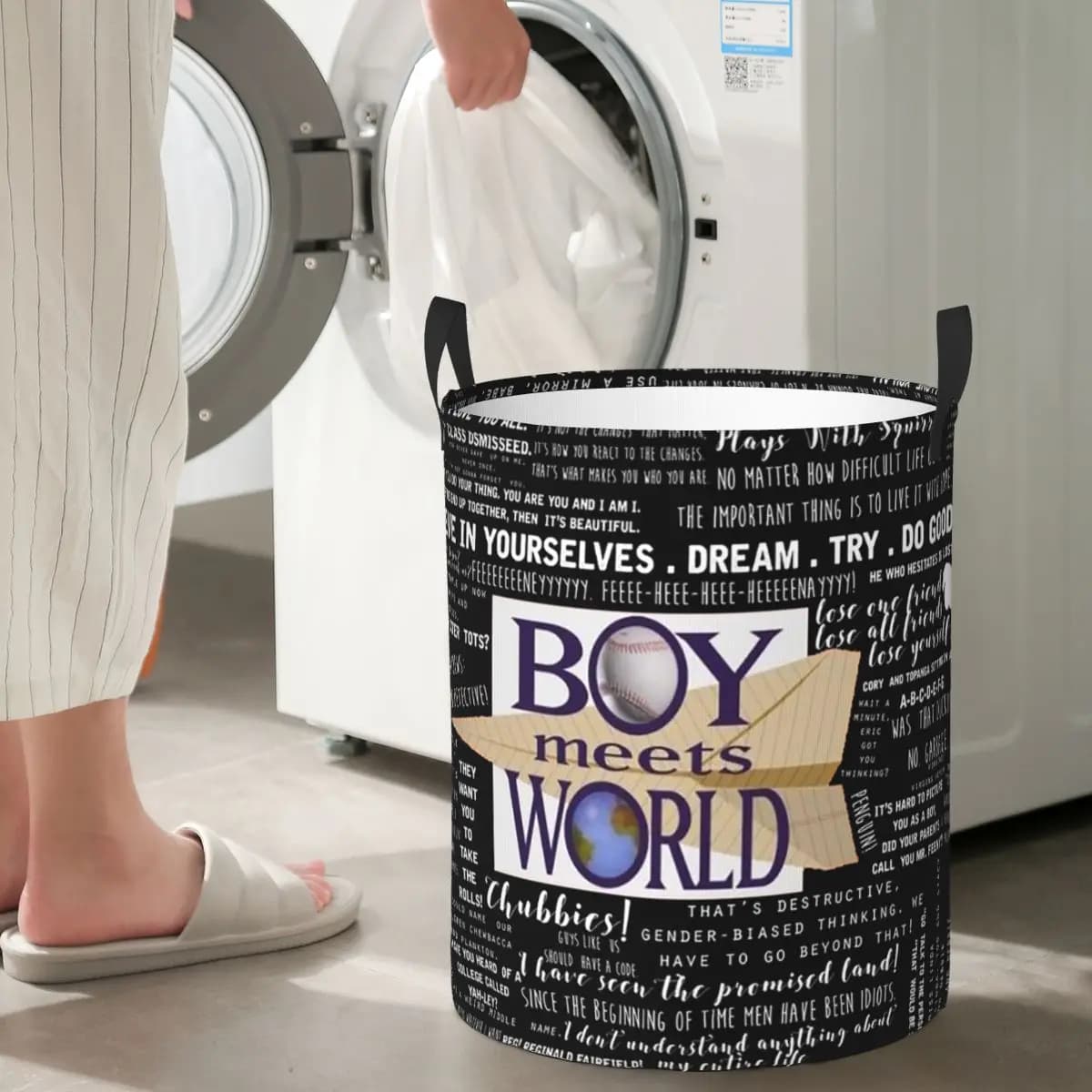Cesti per la biancheria pieghevoli con citazioni memorabili di Boy Meets World, cesto portaoggetti per vestiti sporchi e articoli vari, borsa grande impermeabile