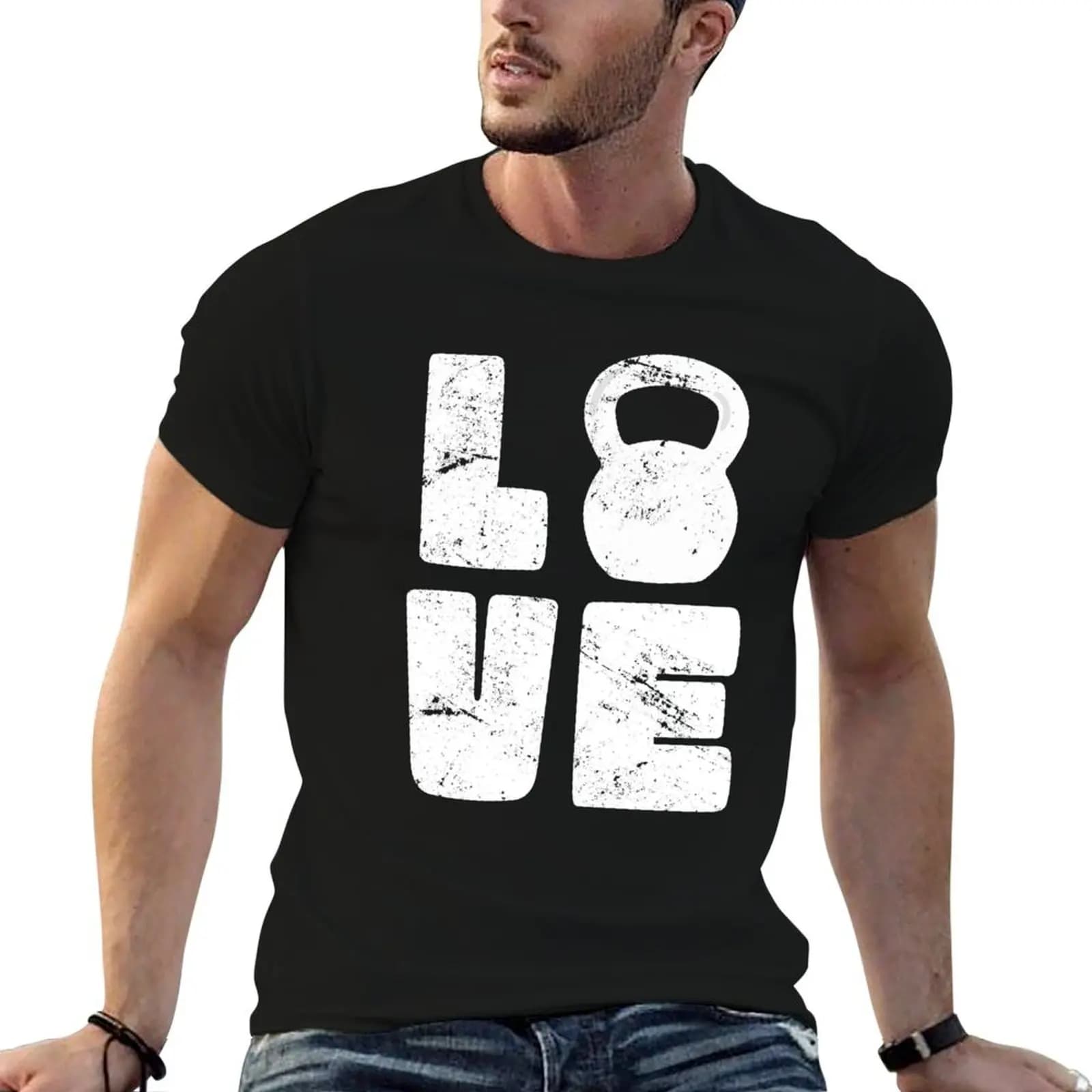 LOVE Kettlebells, Gym Workout Cute T-Shirt Work Outdoor Short Sleeve Tee