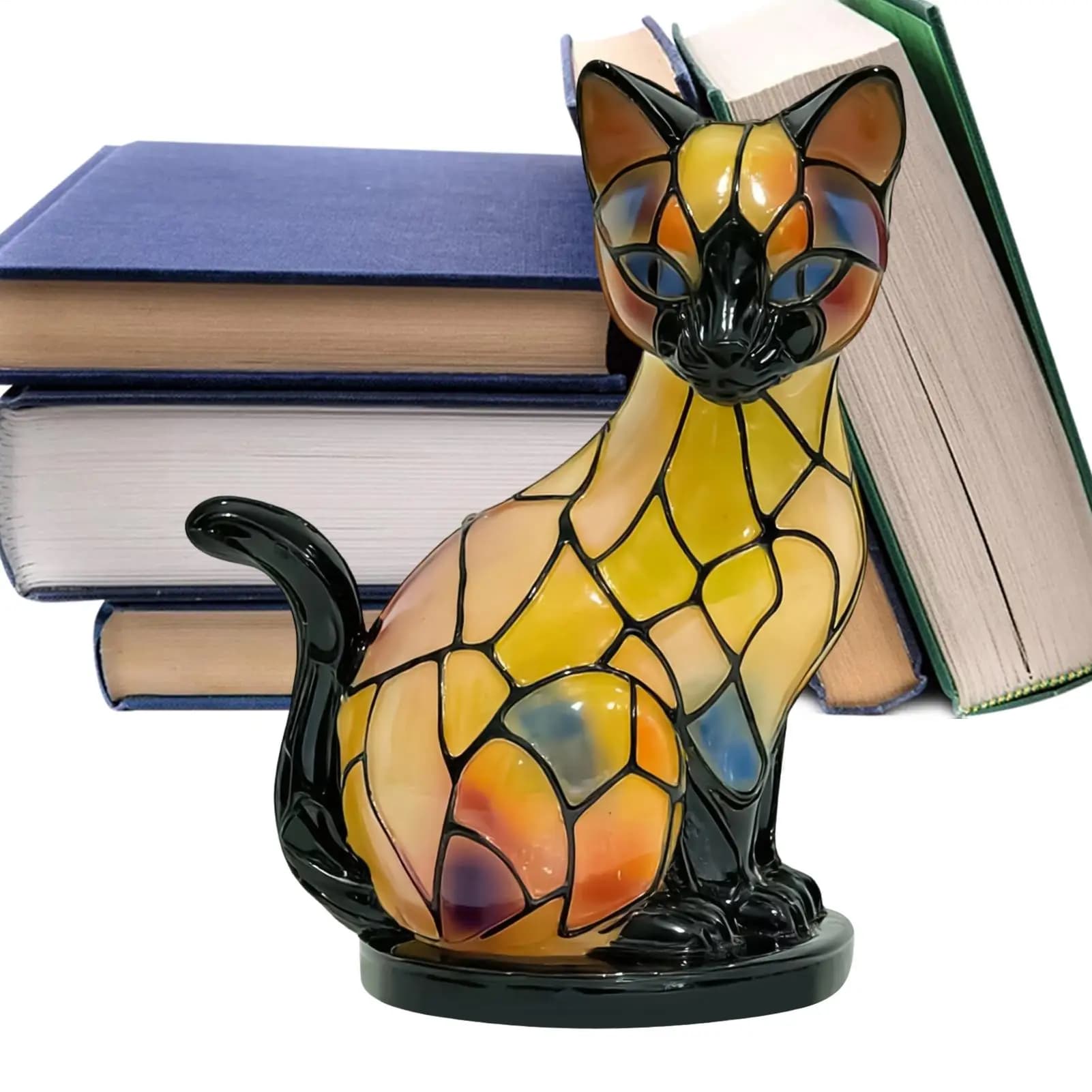 Lampada Gatto Retrò in Resina LED 3D, Luce Notturna a Forma di Gatto per Scrivania, Caminetto, Cameretta, Natale, Soggiorno, Camera da Letto, Ufficio