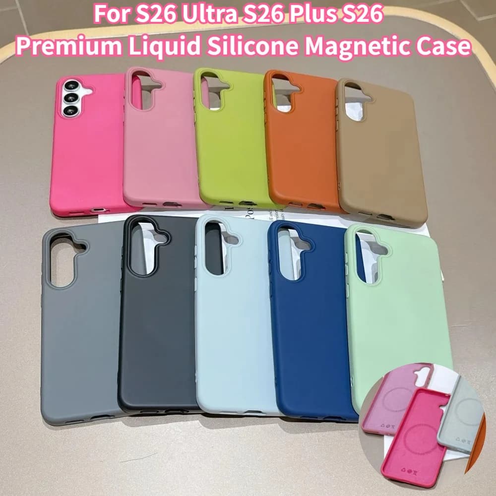 Candy Color Liquid Silicone Case for Samsung Galaxy S26 Ultra S25 Edge S24 FE A57 A37 A36 A56 A17 Shockproof for MagSafe Cover