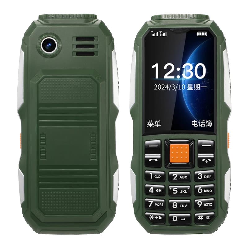 Durevole di piccole dimensioni Mini robusto telefono cellulare esterno Batteria a pulsante FM Quadrante rapido Standby lungo Due torce sonore
